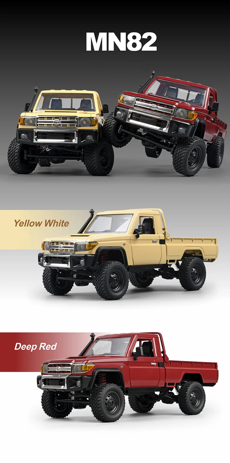 Upgraded MN82 RC Car 1/12 Metal Parts Pick Up 2.4G 4WD Off-road Crawler Remote Control Vehicle Toys for Children Kids