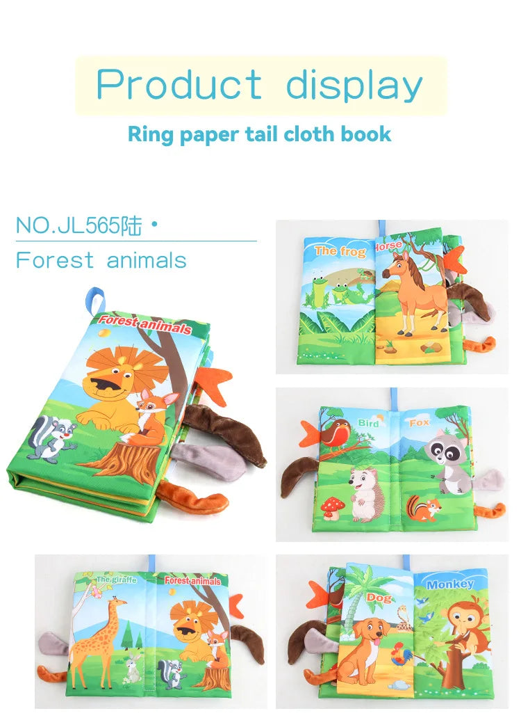 0-36M Baby Early Learning Toy Tail Cloth Book Puzzle Parent-child Interactive Sound Paper Infants Activity Toys for Babies