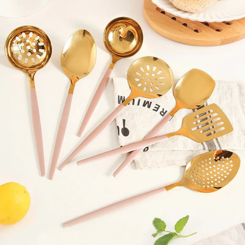 New Stainless Steel Kitchen Cooking Utensils Rice Spatula Shovel Soup Spoon Colander Household Creative Kitchenware Accessories