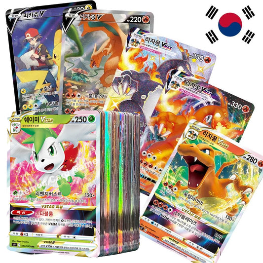 Pokemon Cards in Korean Vstar Vmax GX Limited CSR Shiny Rainbow Arceus Pikachu Charizard Holographic Playing Cards Kids Gift