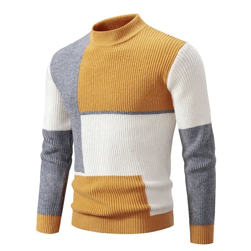 Men's New Autumn and Winter Casual Warm Neck Sweater Knit Pullover Tops  Man Clothes