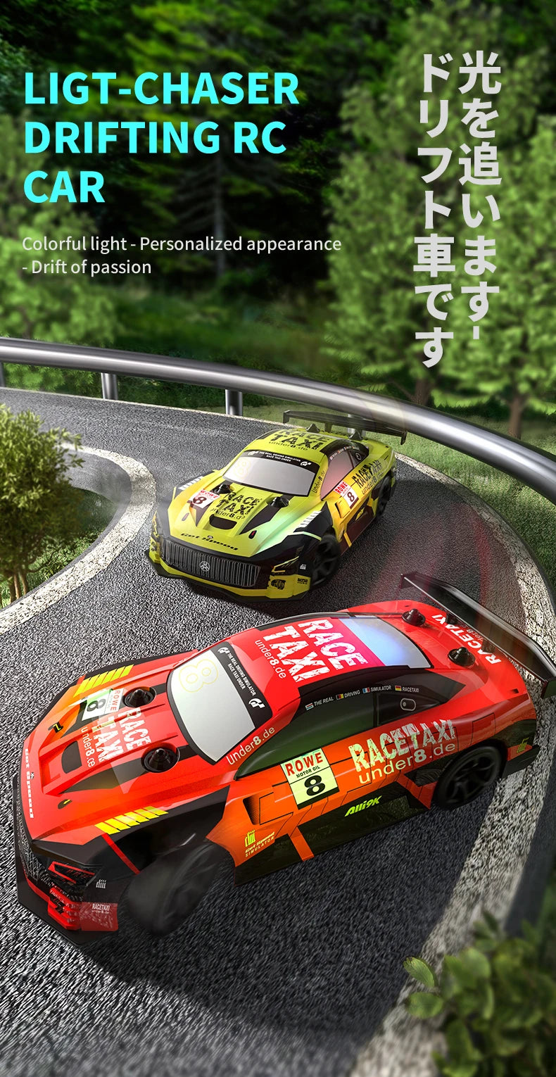 RC Car 4WD Drift Toy 2.4G Remote Control GTR With LED Light RC Drift Car Mini GTR Electric Racing Cars Toys Birthday Gift for Bo