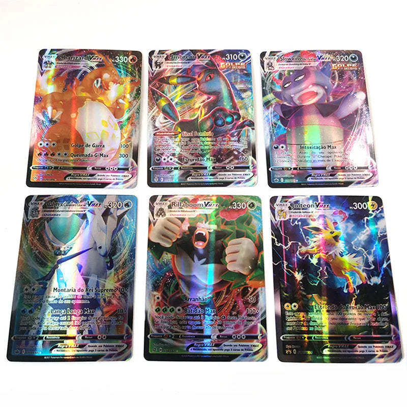 Pokemon Cards Portuguese 40-100pcs GX V Vmax Charizard  Pokemon Pikachu Carte Game Battle Carte Trading Shining Cards