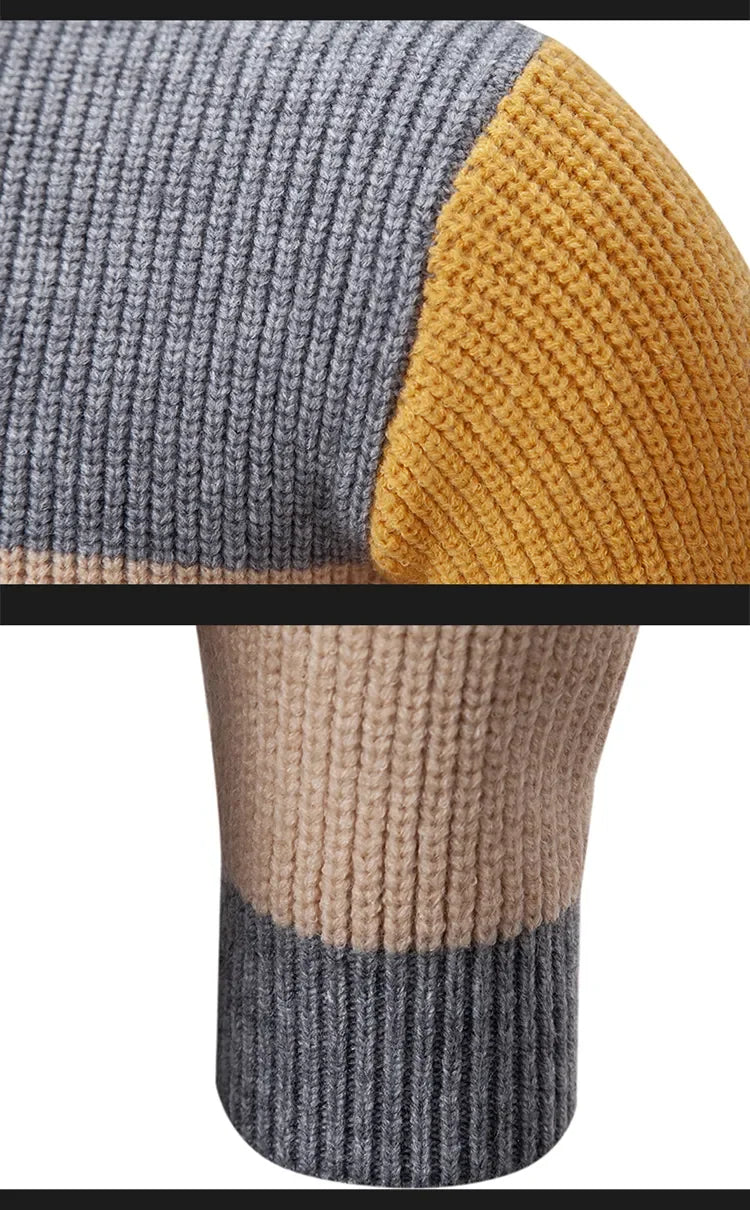 Men's New Autumn and Winter Casual Warm Neck Sweater Knit Pullover Tops  Man Clothes