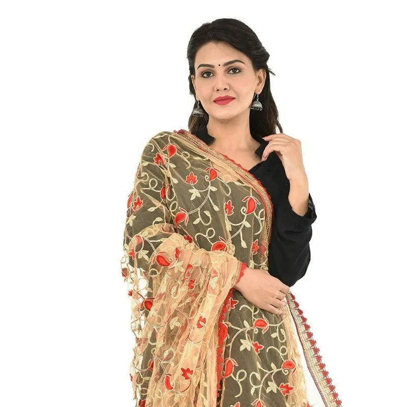 Embroidered Net Dupatta for Womens Sarees for Women in India