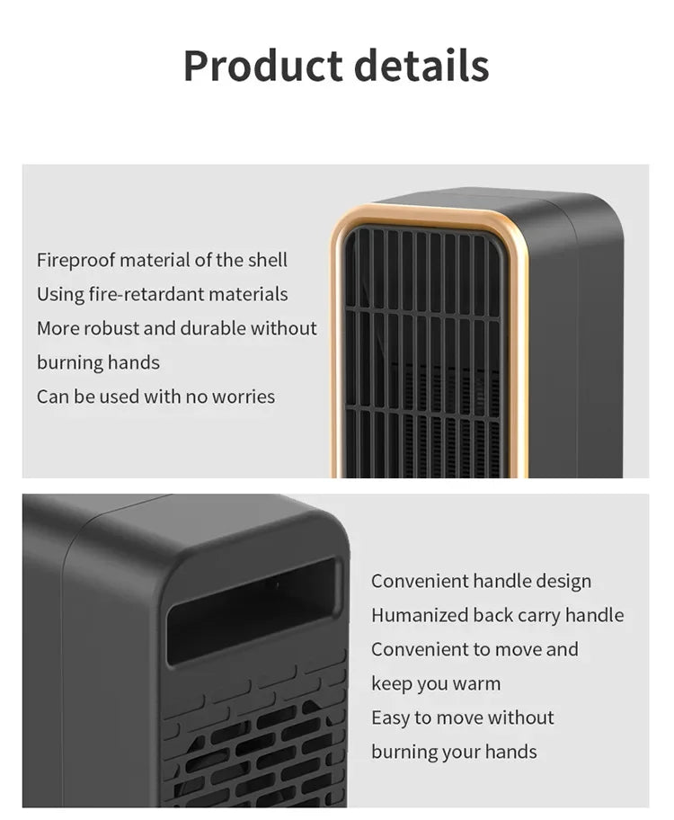 500W Heating Fans for Home Office Portable Desktop Electric Heater Low Consumption Vertical Electric Warmer Winter Mini Heaters