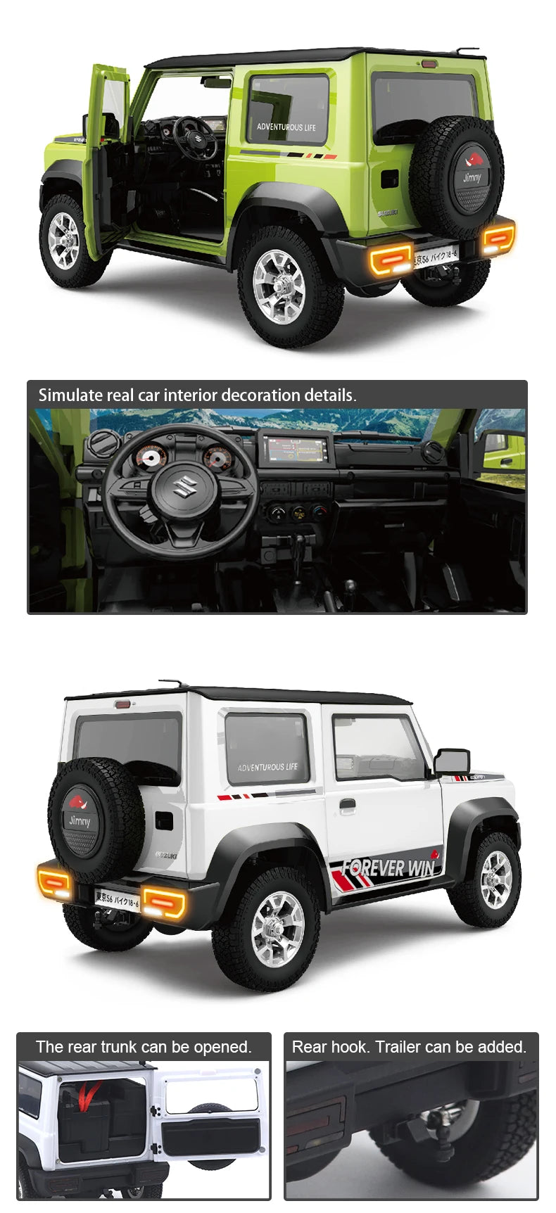 HG4-53 Pro Licensed SUZUKI JIMNY 1/16 Scale 2.4GRemote Control Car Simulation Light Sound Smoke Systerm Proportional RC Crawler