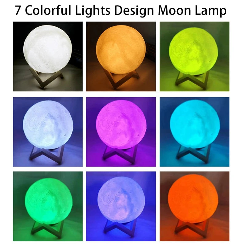 E5 8cm Moon LED Night Light Lamp Battery Powered With Stand Starry Lamp Bedroom Home Decor Night Lights Kids Gift Moon Lamp Xmas