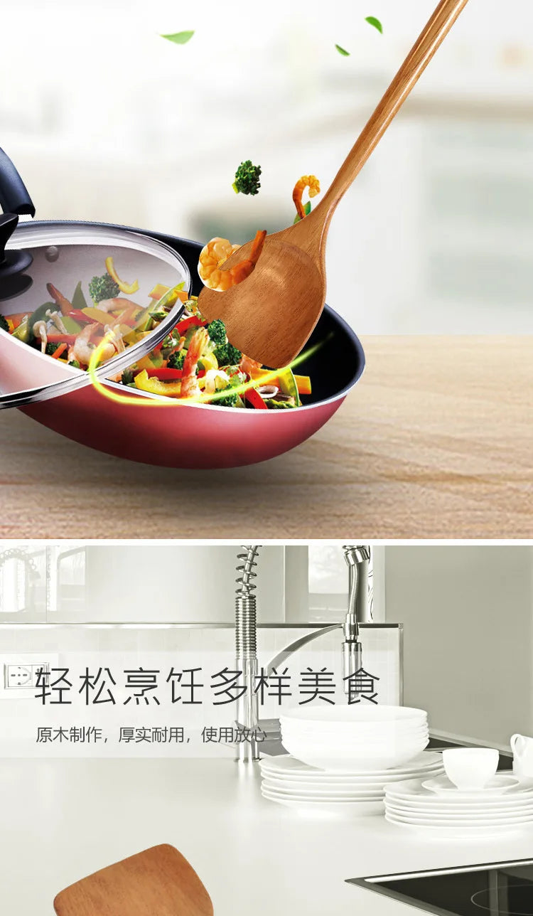 Long Handle Wooden Turners Cooking Spatula Scoop Kitchen Utensil Non-stick Hand Wok Shovel Kitchen Tools Accessories Cookware