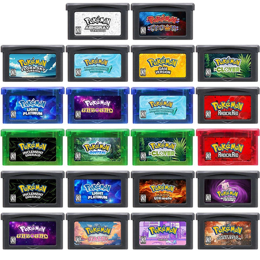 GBA Game Cartridge 32 Bit Video Game Console Card Pokemon Series Crown Clover Unbound Quetzal Glazed Gaia