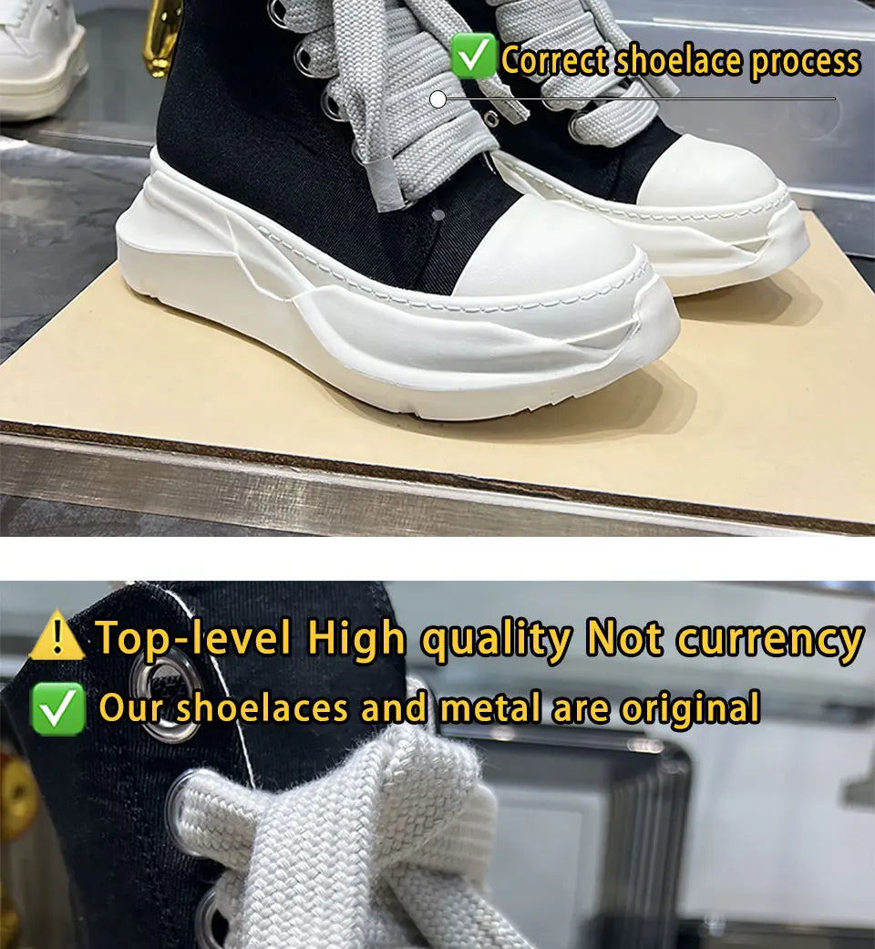 Original High Top Ankle Canvas Shoes Men Thick Sole Jumbo Lace Up Women Owen Sneakers Luxury Designer Sneakers Ro Ankle Boots