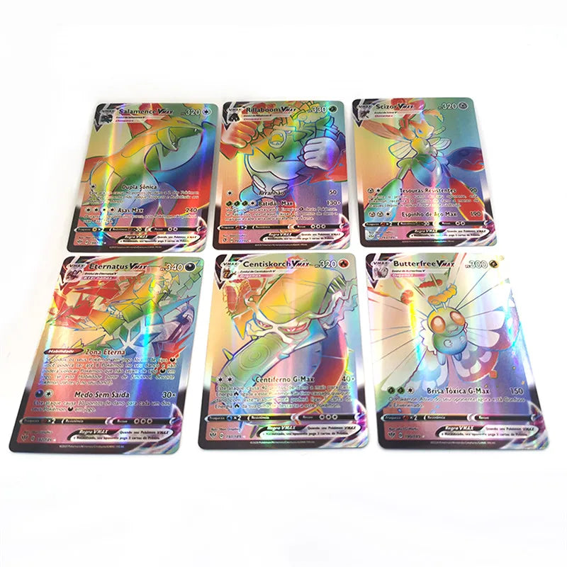 Pokemon Cards Portuguese 40-100pcs GX V Vmax Charizard  Pokemon Pikachu Carte Game Battle Carte Trading Shining Cards