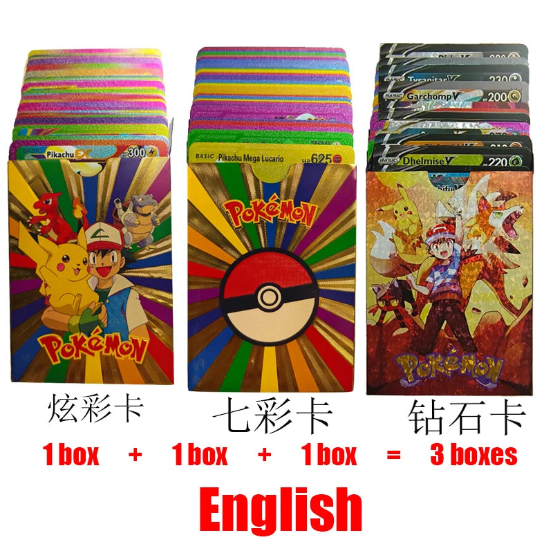 165Pcs Pokemon Gold Foil Card VSTAR VMAX EX GX Cards English French German Spanish Charizard Pikachu Arceus Colour Pokémon Cards