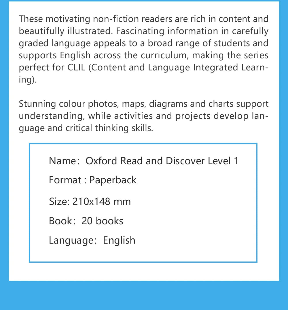 Oxford Read and Discover Level 1 In English Reading Learing Helping Child To Read Story Picture Books for Kids 20 Books/set