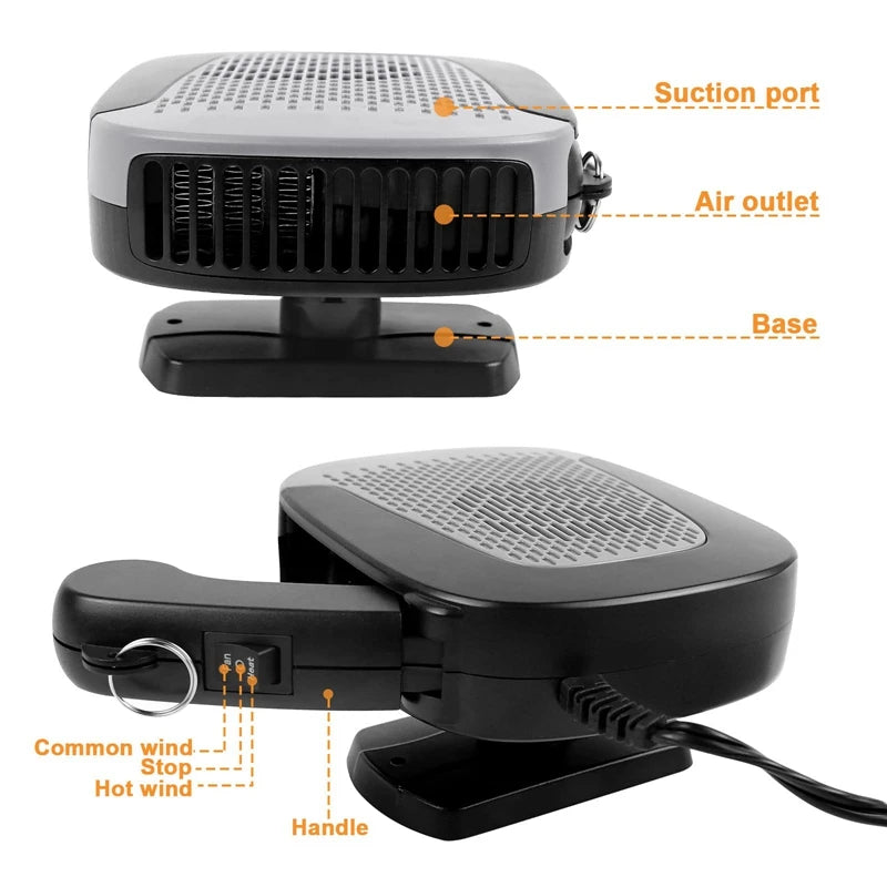 12V 150W Car Heater Portable Car Heater Fast Heating & Cooling Fan 2-In-1 Modes Windshield Defogger Car Heater Durable