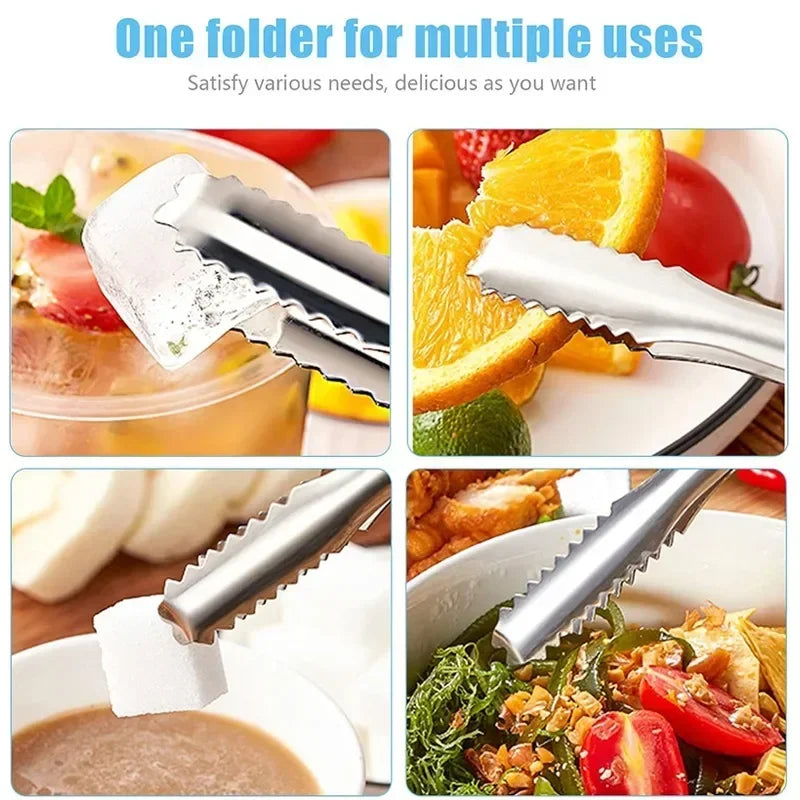 Ice Tongs Stainless Steel Bread Cake Clamps Salad Coffee Sugar Cubes Clips for Restaurant Bar Party Serving Tongs Kitchen Tools