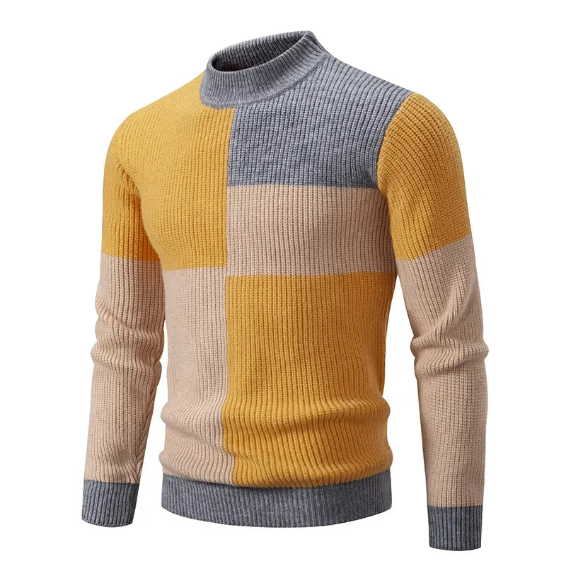 Men's New Autumn and Winter Casual Warm Neck Sweater Knit Pullover Tops  Man Clothes