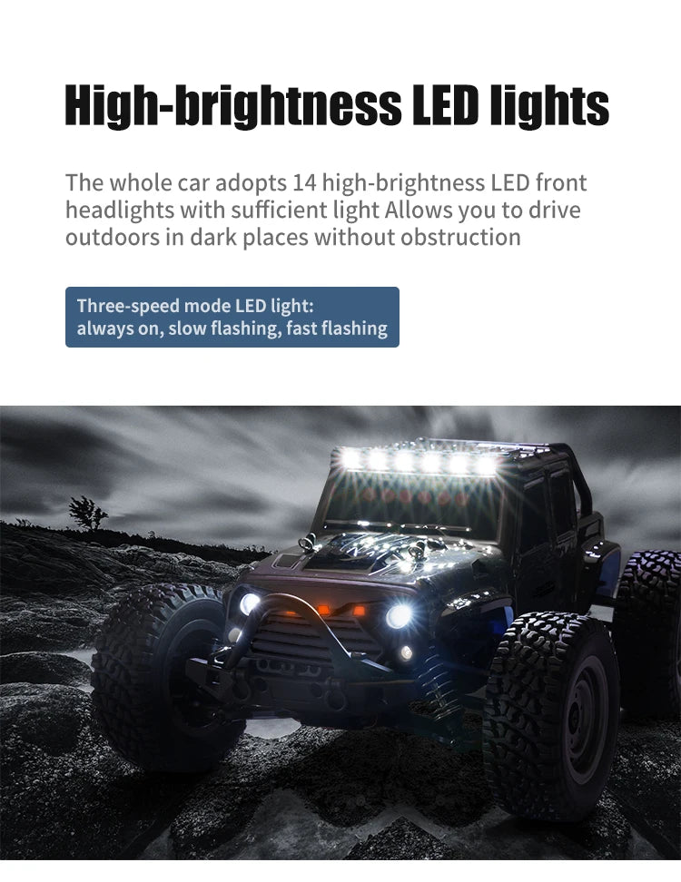 1:16 75KM/H or 50KM/H 4WD RC Car with LED Remote Control Cars High Speed Drift Monster Truck for Kids Vs Wltoys 144001 Toys