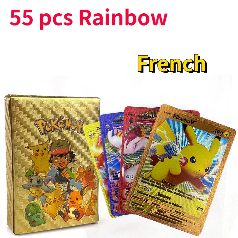 Pokemon Charizard Pikachu German Rose Gold French Colorful Italian Sliver Black Carte Rainbow Collection Card Spanish Letters