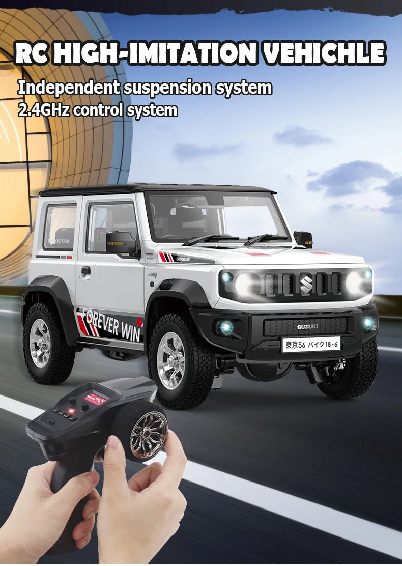 HG4-53 Pro Licensed SUZUKI JIMNY 1/16 Scale 2.4GRemote Control Car Simulation Light Sound Smoke Systerm Proportional RC Crawler