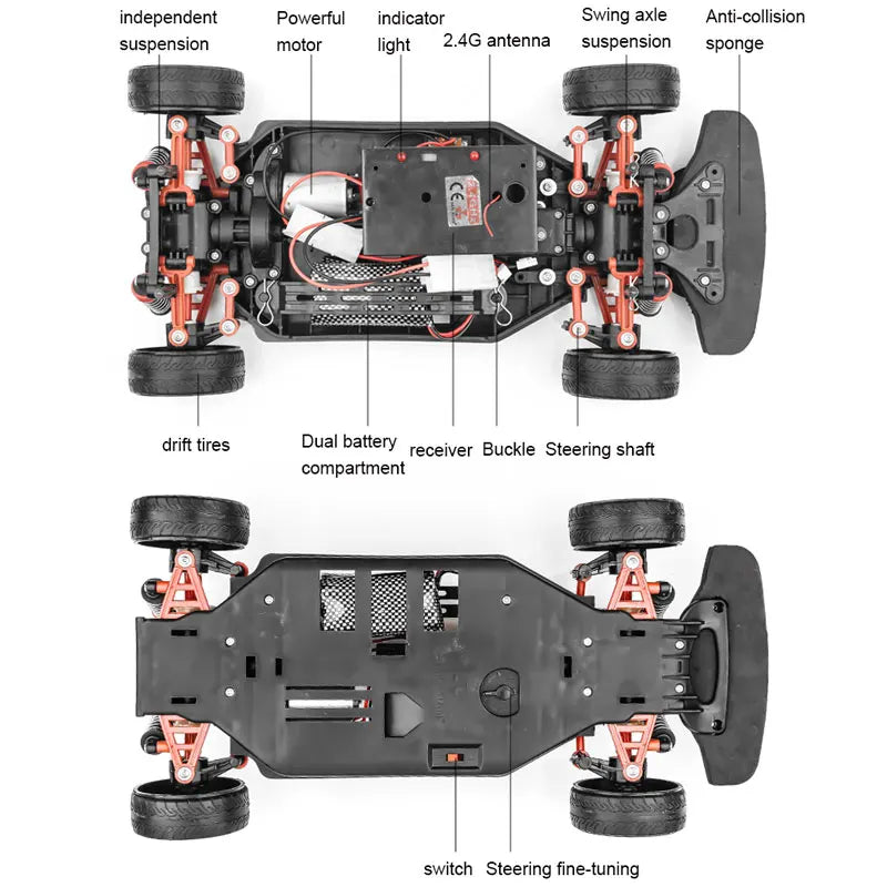 1:10 70km/h High-speed Drift Remote Control Car 2.4G 4WD Rc Off-road Vehicle Dual-speed Rc Car Children's Christmas Gift