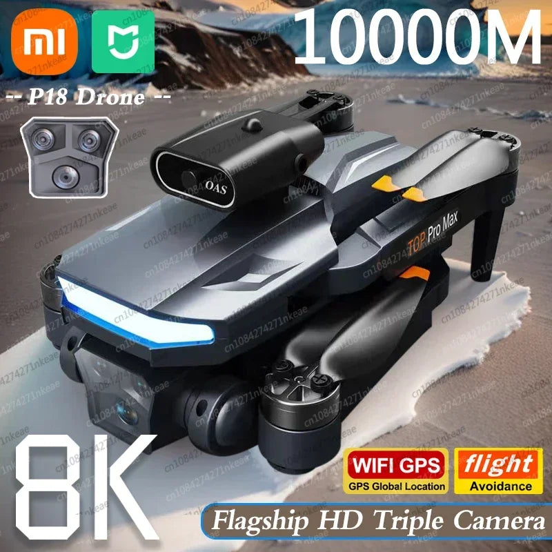 Xiaomi MIJIA P18Pro Drone 8K GPS HD Triple Camera Optical Flow Positioning Obstacle Avoidance Photography RC Quadcopter 10000M