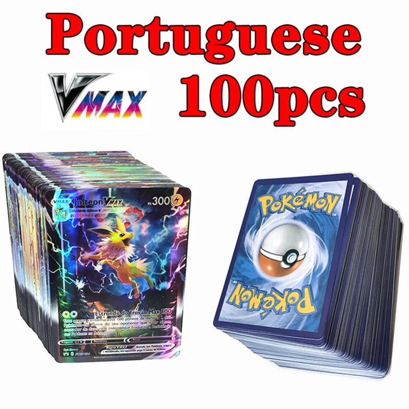 Pokemon Cards Portuguese 40-100pcs GX V Vmax Charizard  Pokemon Pikachu Carte Game Battle Carte Trading Shining Cards