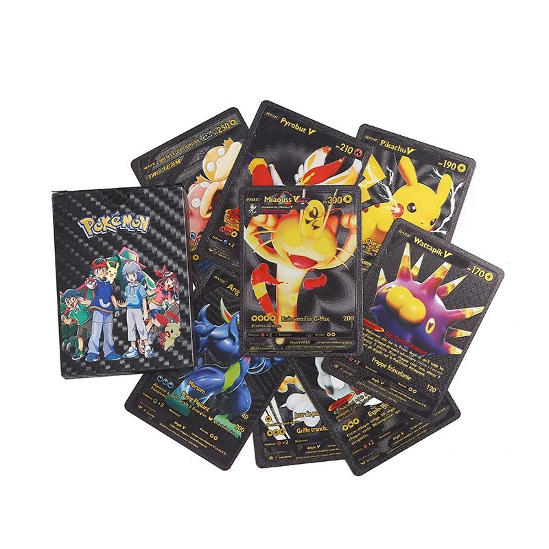 81Pcs Pokemon Francaise German Gold Cards Spanish English Foil Gold Rainbow Cards VMAX EX GX Card Vmax Gx Game Card Child Gifts