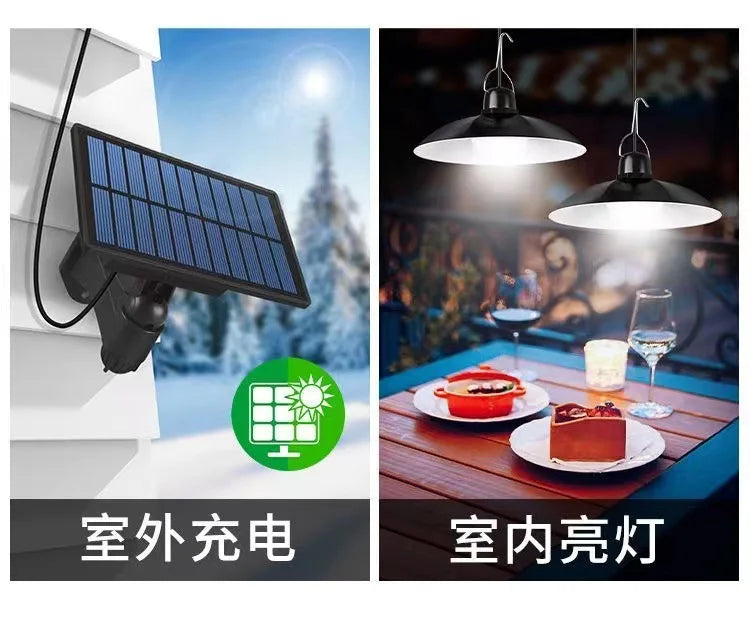 Auto-lighting Solar Pendant Light Led Solar Powered Lamp White/Warm light with Remote Control Chandelier Camping Outdoor Garden