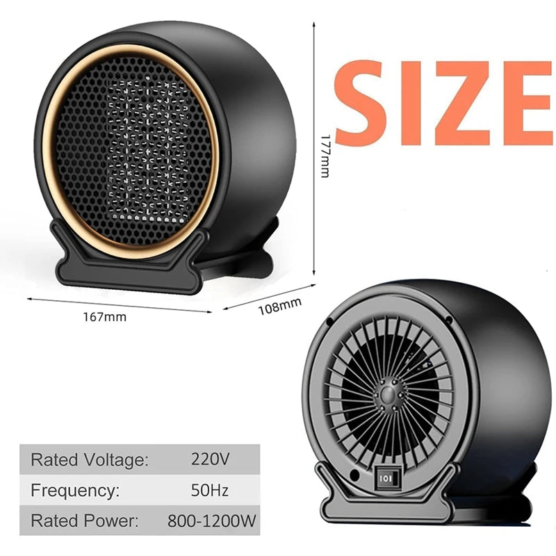 Mini Space Heater, Space Heaters For Indoor Use, 2-Speed 800-1200W Energy Efficient Portable Heater For Office EU Plug