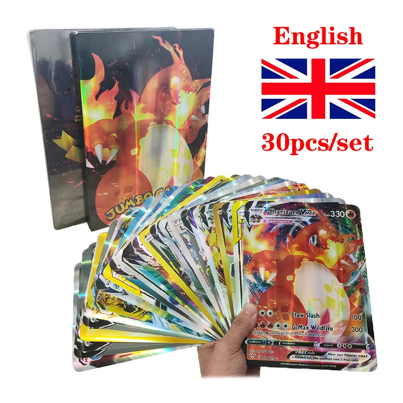 5-30 Pcs/set Pokemon Cards Jumbo Card Italian English Vmax GX Color Energy Card Pikachu Rare Collection Battle Trainer Boys Gift