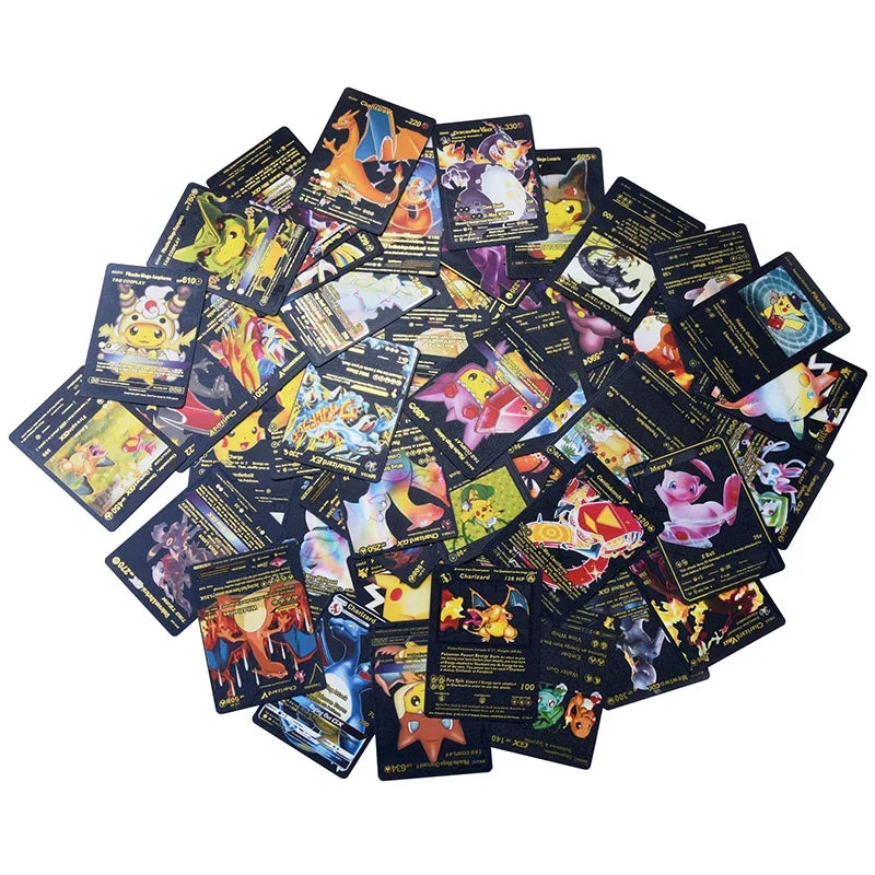 165Pcs Pokemon Gold Foil Card VSTAR VMAX EX GX Cards English French German Spanish Charizard Pikachu Arceus Colour Pokémon Cards