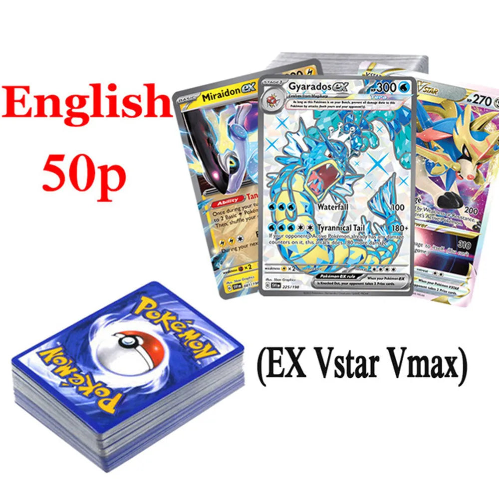 50Pcs Pokemons Card Shining TAKARA TOMY GX VMAX V MAX Cards Game Battle Carte Trading Children Toy