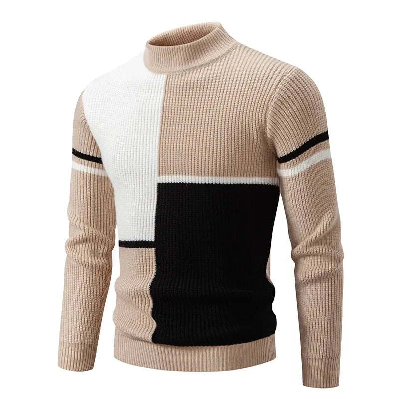 Men's New Autumn and Winter Casual Warm Neck Sweater Knit Pullover Tops  Man Clothes