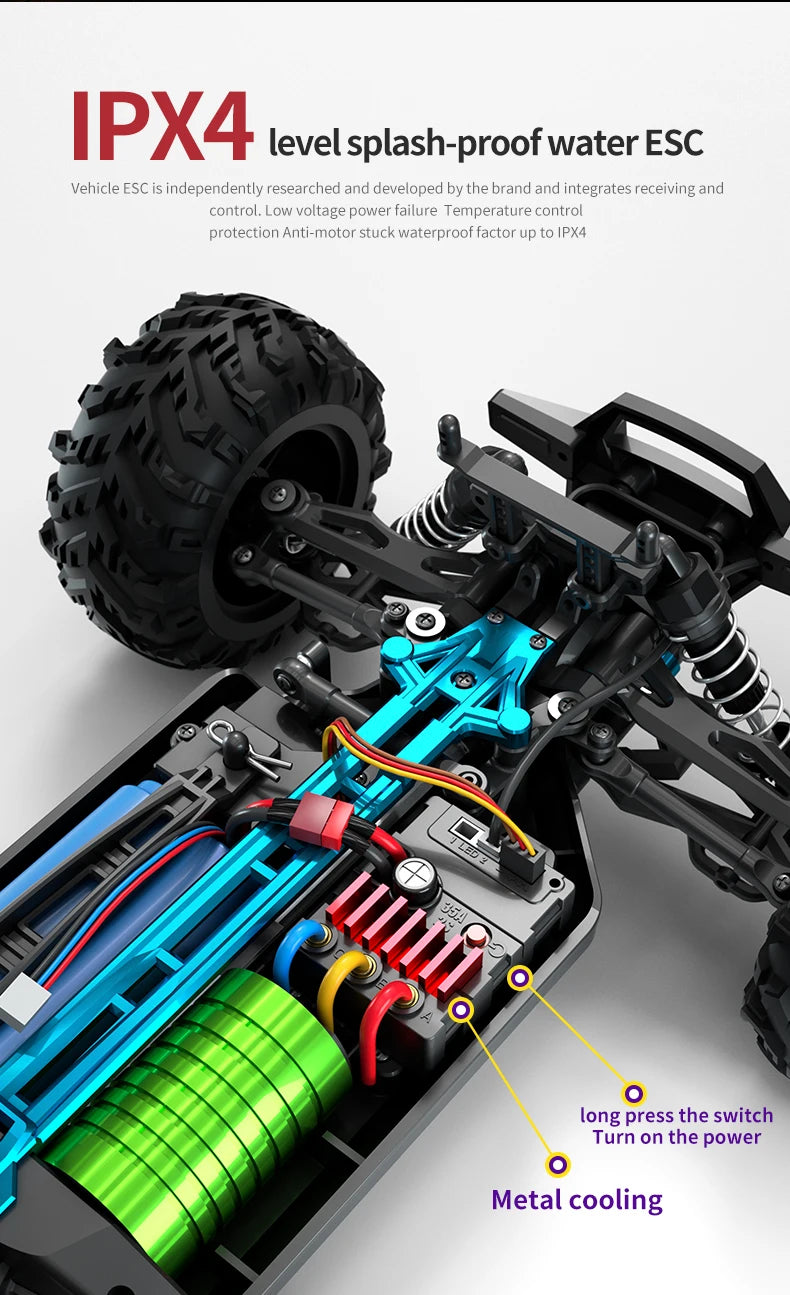 1:16 75KM/H or 50KM/H 4WD RC Car with LED Remote Control Cars High Speed Drift Monster Truck for Kids Vs Wltoys 144001 Toys