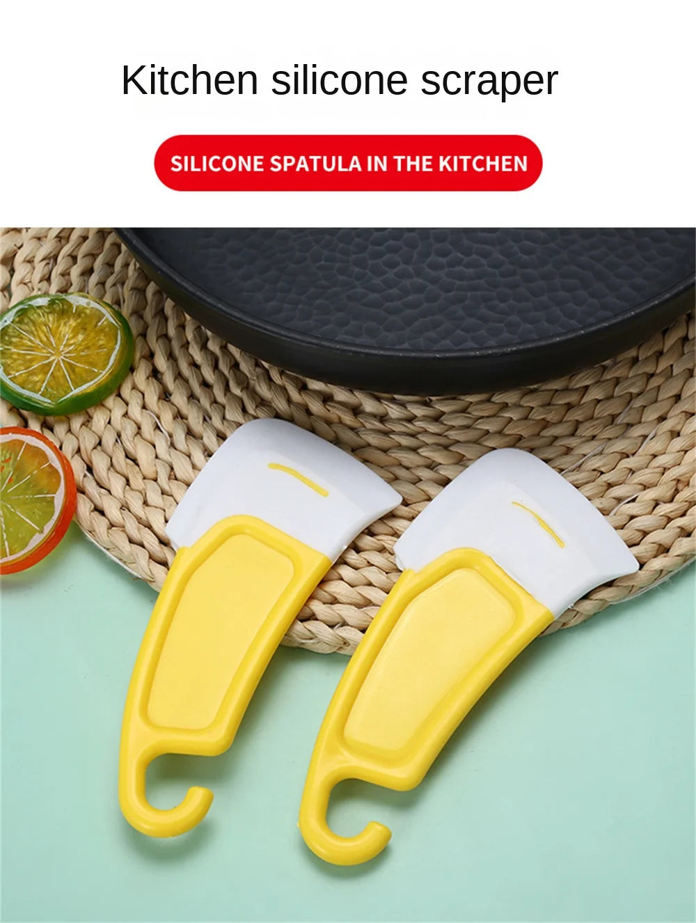 1Pcs Silicone Kitchen Scraper Cleaning Spatula For Food Residue Stains Pot Fry Pan Dish Oil Plate Clean Brush Baking Soft Blade