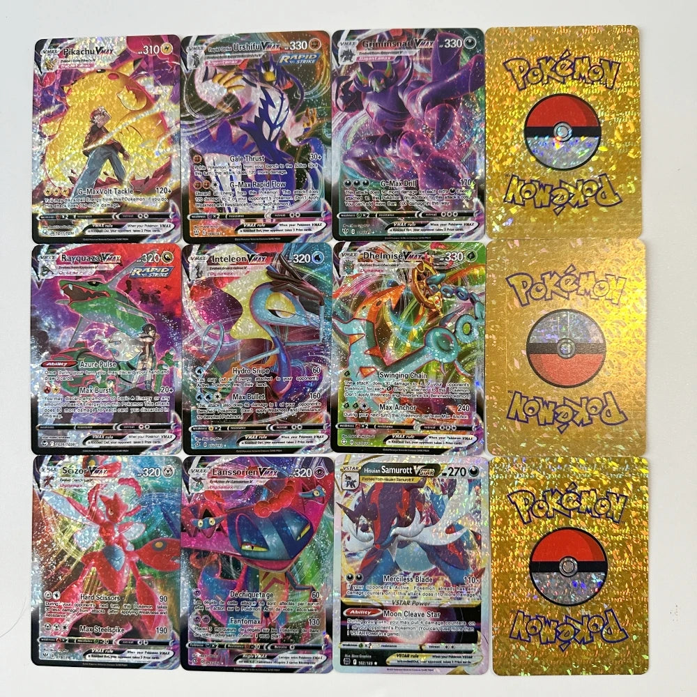 Pokemon 3D Shining Cat Eye Elf Card English Vmax Gx  Pikachu Trading Game Collection Battle Anniversary Card Christmas Present