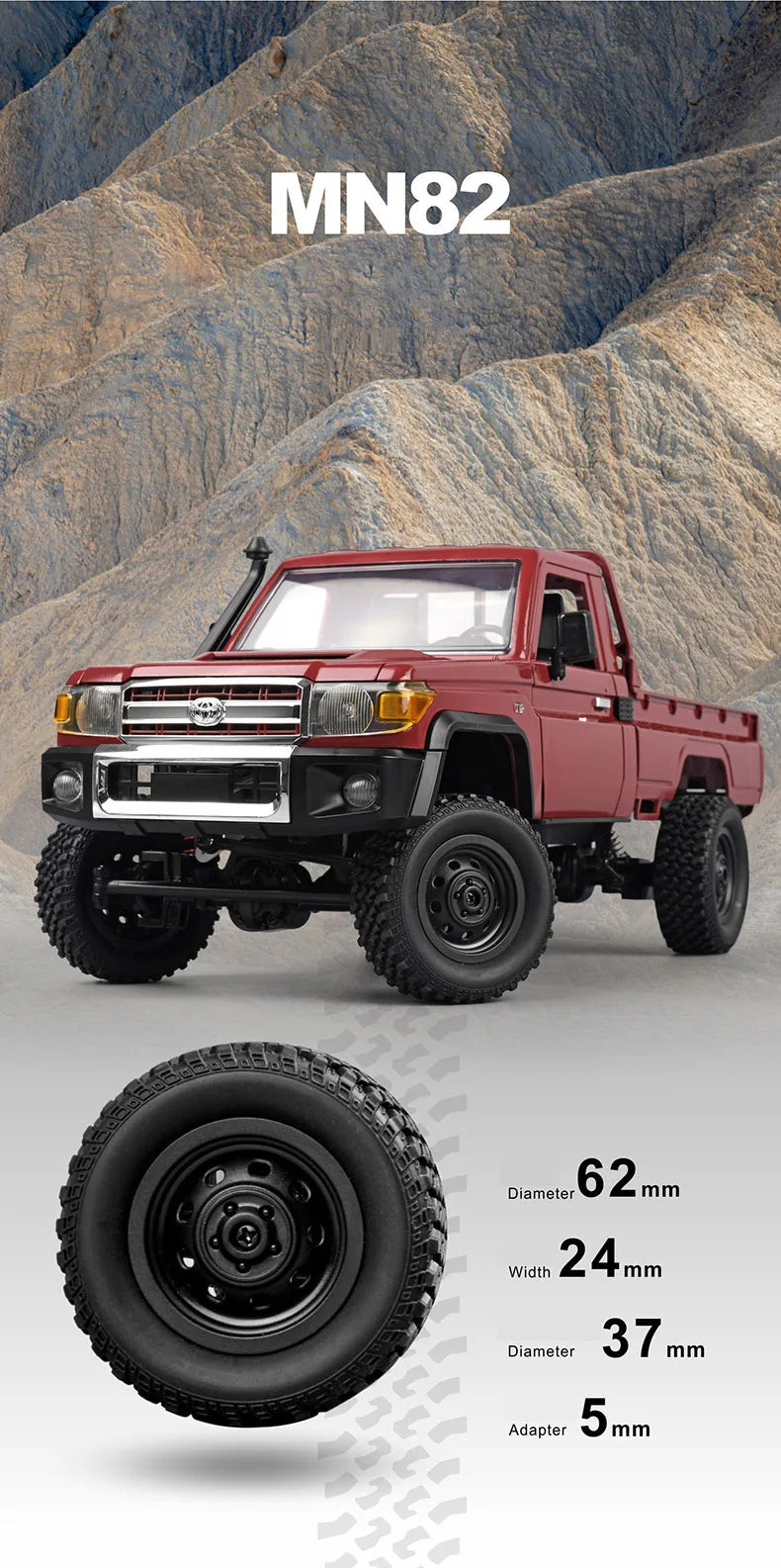 Upgraded MN82 RC Car 1/12 Metal Parts Pick Up 2.4G 4WD Off-road Crawler Remote Control Vehicle Toys for Children Kids