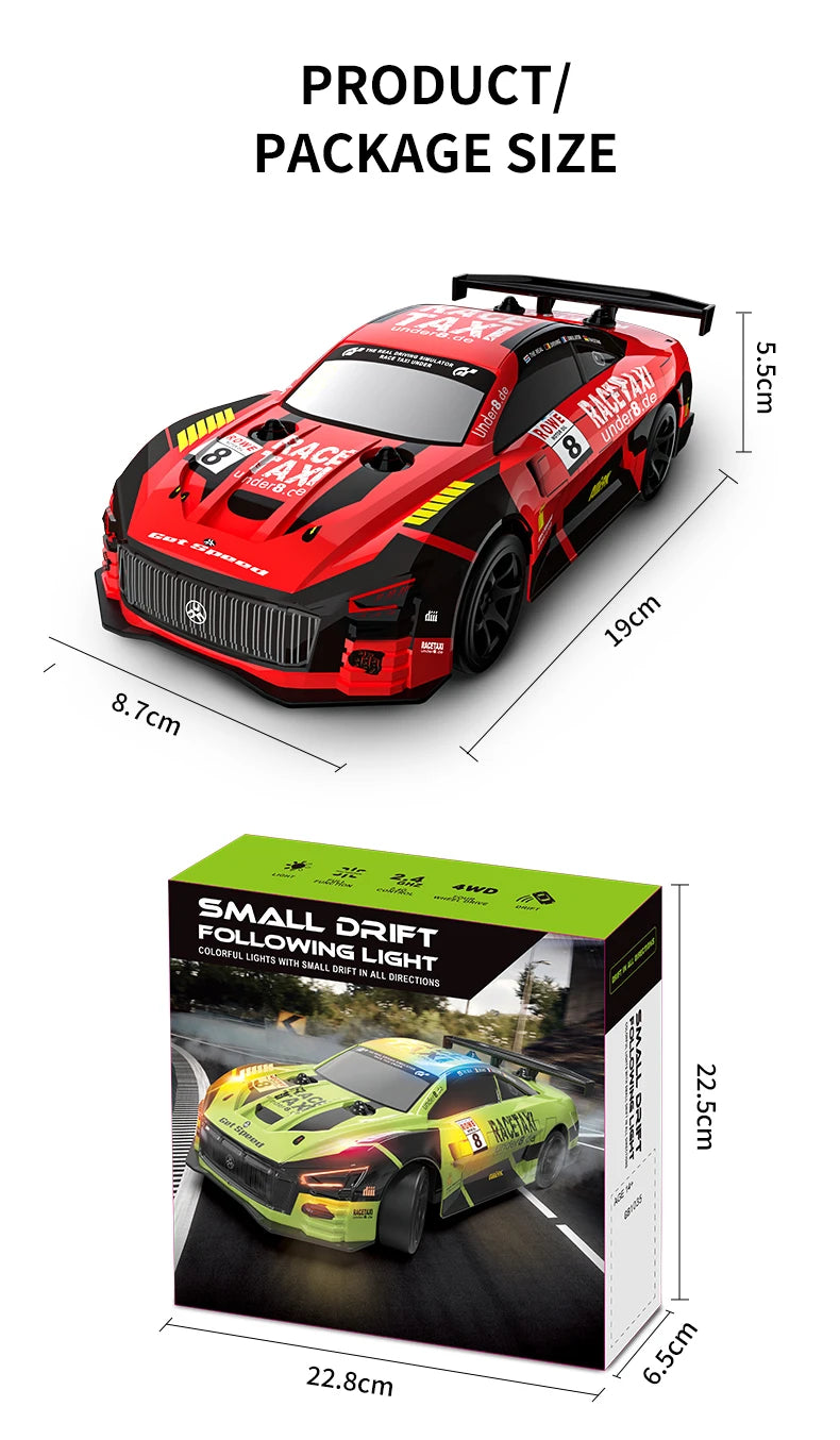 RC Car 4WD Drift Toy 2.4G Remote Control GTR With LED Light RC Drift Car Mini GTR Electric Racing Cars Toys Birthday Gift for Bo