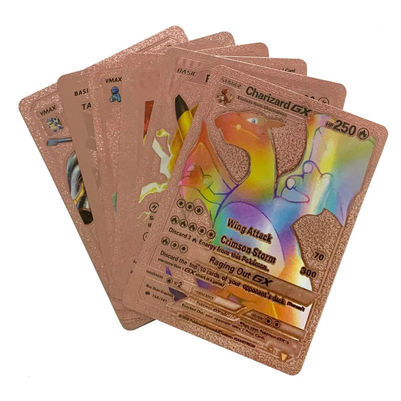 81Pcs Pokemon Francaise German Gold Cards Spanish English Foil Gold Rainbow Cards VMAX EX GX Card Vmax Gx Game Card Child Gifts