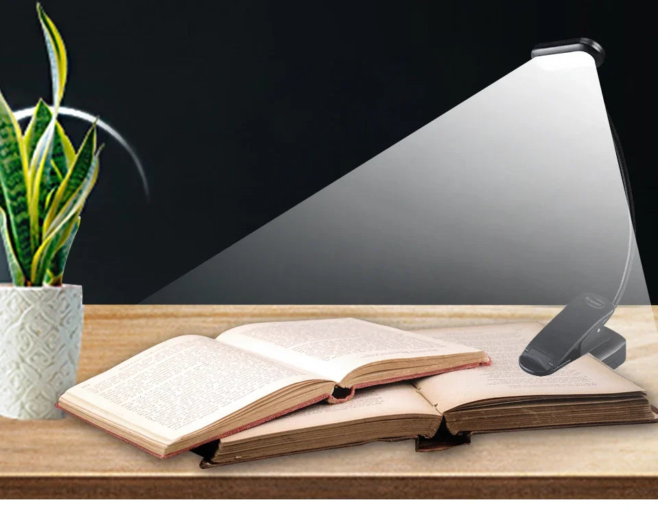 Adjustable LED Book Lamp Portable Mini Eye Protection Reading Light Clip-On Table Lamp Battery Powered Study Reading Table Lamp