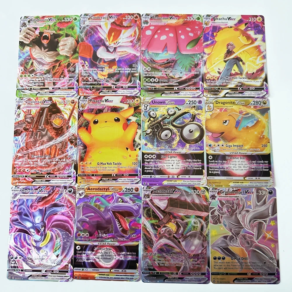 Pokemon 3D Shining Cat Eye Elf Card English Vmax Gx  Pikachu Trading Game Collection Battle Anniversary Card Christmas Present