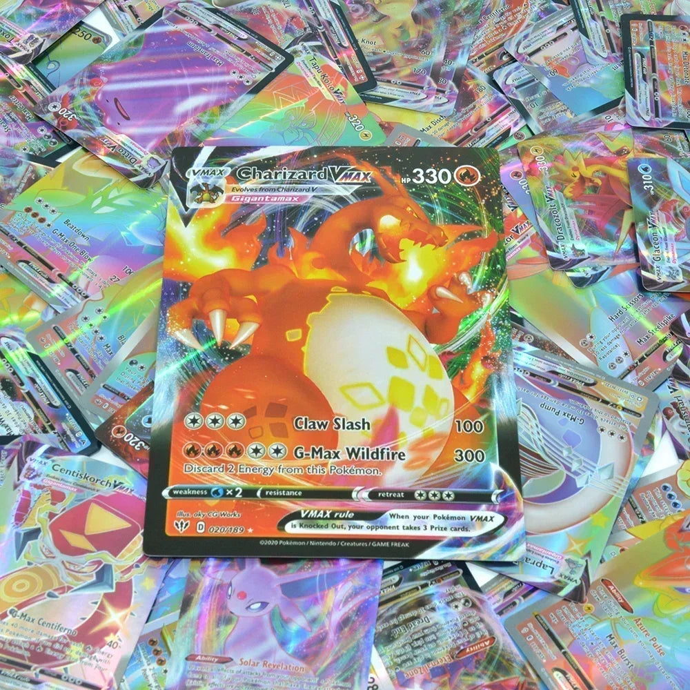 Pokemon 21*15cm Big Rainbow Cards Vstar Pack Oversized Jumbo Letters Spanish German French Vmax GX Arceus Charizard Rare Card