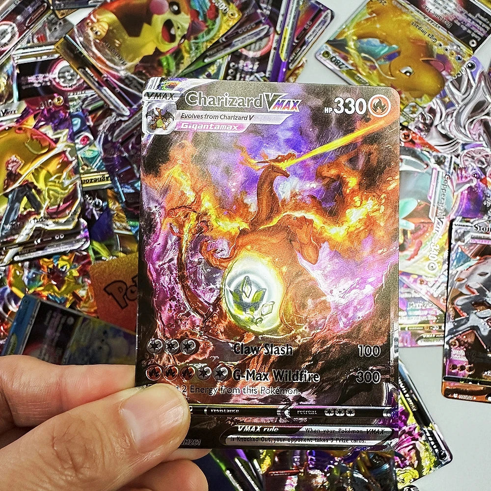 Pokemon 3D Shining Cat Eye Elf Card English Vmax Gx  Pikachu Trading Game Collection Battle Anniversary Card Christmas Present