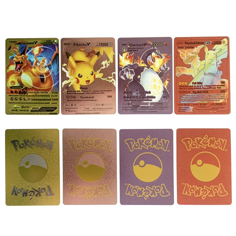 165Pcs Pokemon Gold Foil Card VSTAR VMAX EX GX Cards English French German Spanish Charizard Pikachu Arceus Colour Pokémon Cards