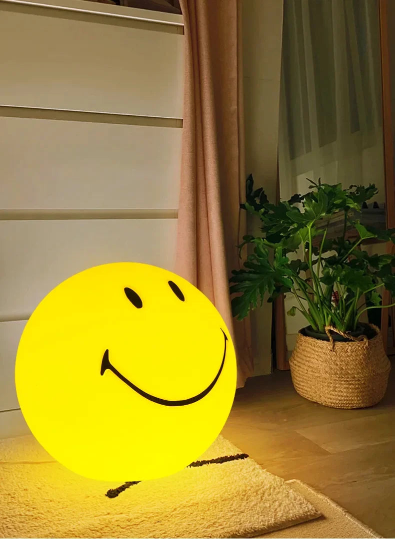 Nordic Home Decoration Night Light Smile Face Night Lamp Rechargeable Bedside Round LED Touch Switch Table Night Lights