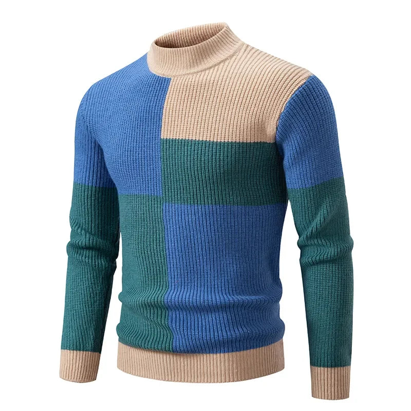 Men's New Autumn and Winter Casual Warm Neck Sweater Knit Pullover Tops  Man Clothes