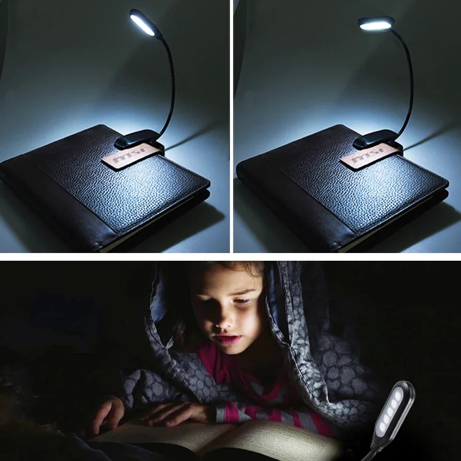 Adjustable LED Book Lamp Portable Mini Eye Protection Reading Light Clip-On Table Lamp Battery Powered Study Reading Table Lamp