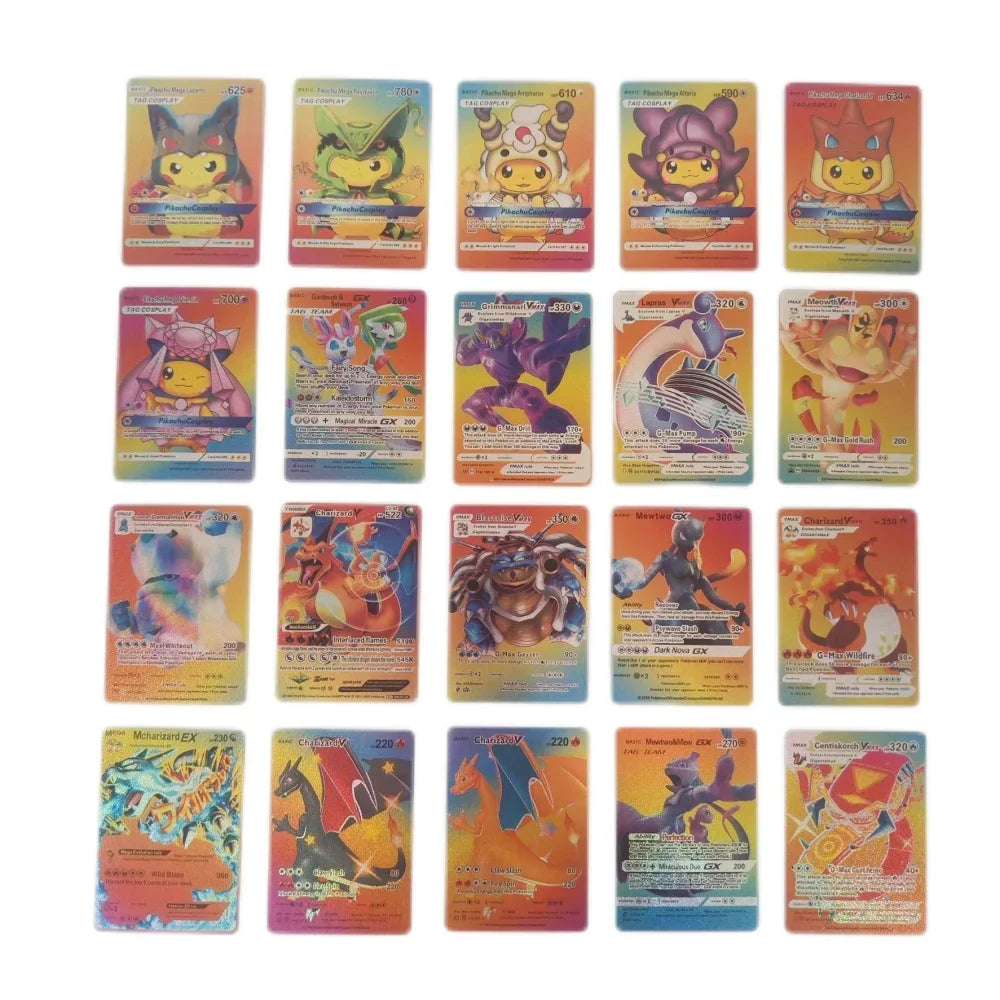 Pokemon Charizard Pikachu German Rose Gold French Colorful Italian Sliver Black Carte Rainbow Collection Card Spanish Letters