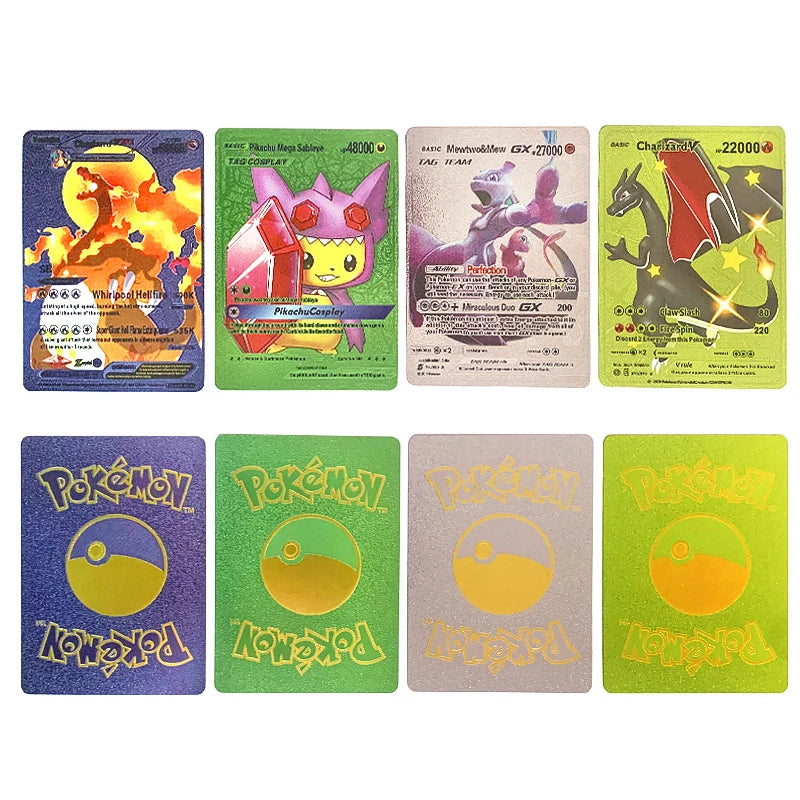 165Pcs Pokemon Gold Foil Card VSTAR VMAX EX GX Cards English French German Spanish Charizard Pikachu Arceus Colour Pokémon Cards